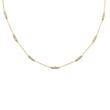 1.05ct G SI 14kt Yellow Gold Diamond Station Link Necklace 18" long