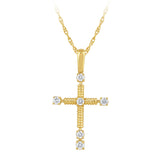 .25ct G SI 14kt Yellow Gold Diamond Cross Pendant Necklace 18" long