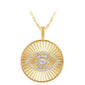 <span style="color:purple">SPECIAL!</span> .25ct G SI 14kt Yellow Gold Diamond Evil Eye Disc Medallion Pendant Necklace 18" long