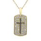 <span style="color:purple">SPECIAL!</span> .96ct G SI 14kt Yellow Gold Diamond Pave Set Cross Medallion Pendant Necklace 18" long