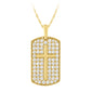 <span style="color:purple">SPECIAL!</span> .96ct G SI 14kt Yellow Gold Diamond Pave Set Cross Medallion Pendant Necklace 18" long