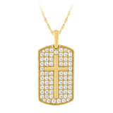 <span style="color:purple">SPECIAL!</span> .96ct G SI 14kt Yellow Gold Diamond Pave Set Cross Medallion Pendant Necklace 18" long