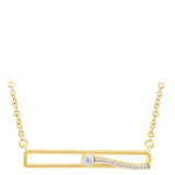 .10ct G SI 14kt Yellow Gold Diamond Bar Pendant Necklace 18" long
