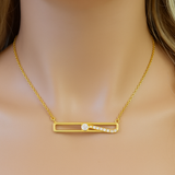 .10ct G SI 14kt Yellow Gold Diamond Bar Pendant Necklace 18" long