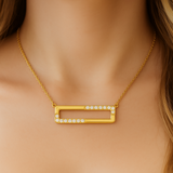 .12ct G SI 14kt Yellow Gold Diamond Bar Pendant Necklace 18" long