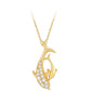 <span style="color:purple">SPECIAL!</span> .13ct G SI 14kt Yellow Gold Diamond Dolphin Pendant Necklace 18" long