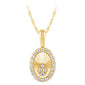 <span style="color:purple">SPECIAL!</span>.22ct G SI 14kt Yellow Gold Diamond Oval Shape Disc Medallion Pendant Necklace 18" long