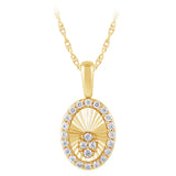 .22ct G SI 14kt Yellow Gold Diamond Oval Shape Disc Medallion Pendant Necklace 18" long