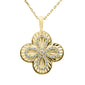 <span style="color:purple">SPECIAL!</span> .25ct G SI 14kt Yellow Gold Diamond Clover Medallion Disc Pendant Necklace 18" long