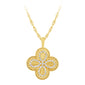 <span style="color:purple">SPECIAL!</span> .25ct G SI 14kt Yellow Gold Diamond Clover Medallion Disc Pendant Necklace 18" long