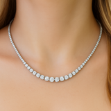 5.01ct G SI 14kt White Gold Round Diamond Riviera Necklace 16" Long