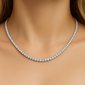 <span style="color:purple">SPECIAL!</span> 3.13ct G SI 14kt White Gold Diamond Tennis Necklace 16" Long