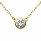 <span style="color:purple">SPECIAL!</span>.27ct G SI 14K Yellow Gold Round Diamond Bezel Pendant 18" Long