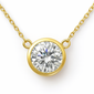 <span style="color:purple">SPECIAL!</span> 1.34ct G SI 14KT Yellow Gold Round Diamond Bezel Pendant Necklace 18" long