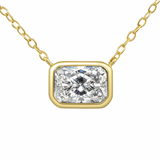 .70ct G SI 14K Yellow Gold Bezel Set Radiant Cut Diamond Solitaire Pendant Necklace  18" Long