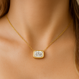 .70ct G SI 14K Yellow Gold Bezel Set Radiant Cut Diamond Solitaire Pendant Necklace  18" Long