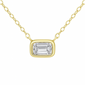 <span style="color:purple">SPECIAL!</span>.32ct G SI 14K Yellow Gold Bezel Set Emerald Cut Diamond Pendant 18" Long