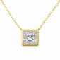 <span style="color:purple">SPECIAL!</span>.60ct G SI 14K Yellow Gold Princess Cut Diamond Pendant 18" Long