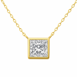 .60ct G SI 14K Yellow Gold Princess Cut Diamond Pendant 18" Long