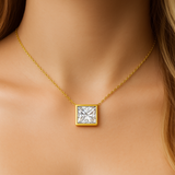 .60ct G SI 14K Yellow Gold Princess Cut Diamond Pendant 18" Long