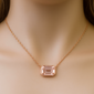.53ct G SI 14K Rose Gold Bezel Set Morganite Gemstone Solitaire Pendant Necklace 18" Long