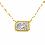 .80ct G SI 14K Yellow Gold Bezel Set Radiant Cut Diamond Pendant 18" Long