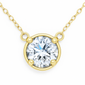 <span style="color:purple">SPECIAL!</span> 1.26ct G SI 14kt Yellow Gold Round Diamond Bezel Pendant Necklace 18"