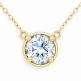 1.26ct G SI 14kt Yellow Gold Round Diamond Bezel Pendant Necklace 18"