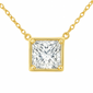 <span style="color:purple">SPECIAL!</span> 1.04ct G SI 14kt Yellow Gold Diamond Princess Cut Pendant Necklace 18" long
