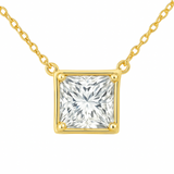 1.04ct G SI 14kt Yellow Gold Diamond Princess Cut Pendant Necklace 18" long