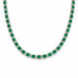 16.12ct G SI White Gold Diamond & Emerald Gemstone Necklace 16" long