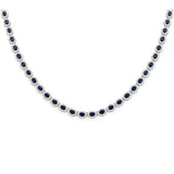 19.30ct G SI White Gold Diamond & Blue Sapphire Gemstone Necklace 16" long