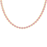 17.71ct G SI Yellow Gold  Diamond & Pink Sapphires Gemstone Necklace 16" long