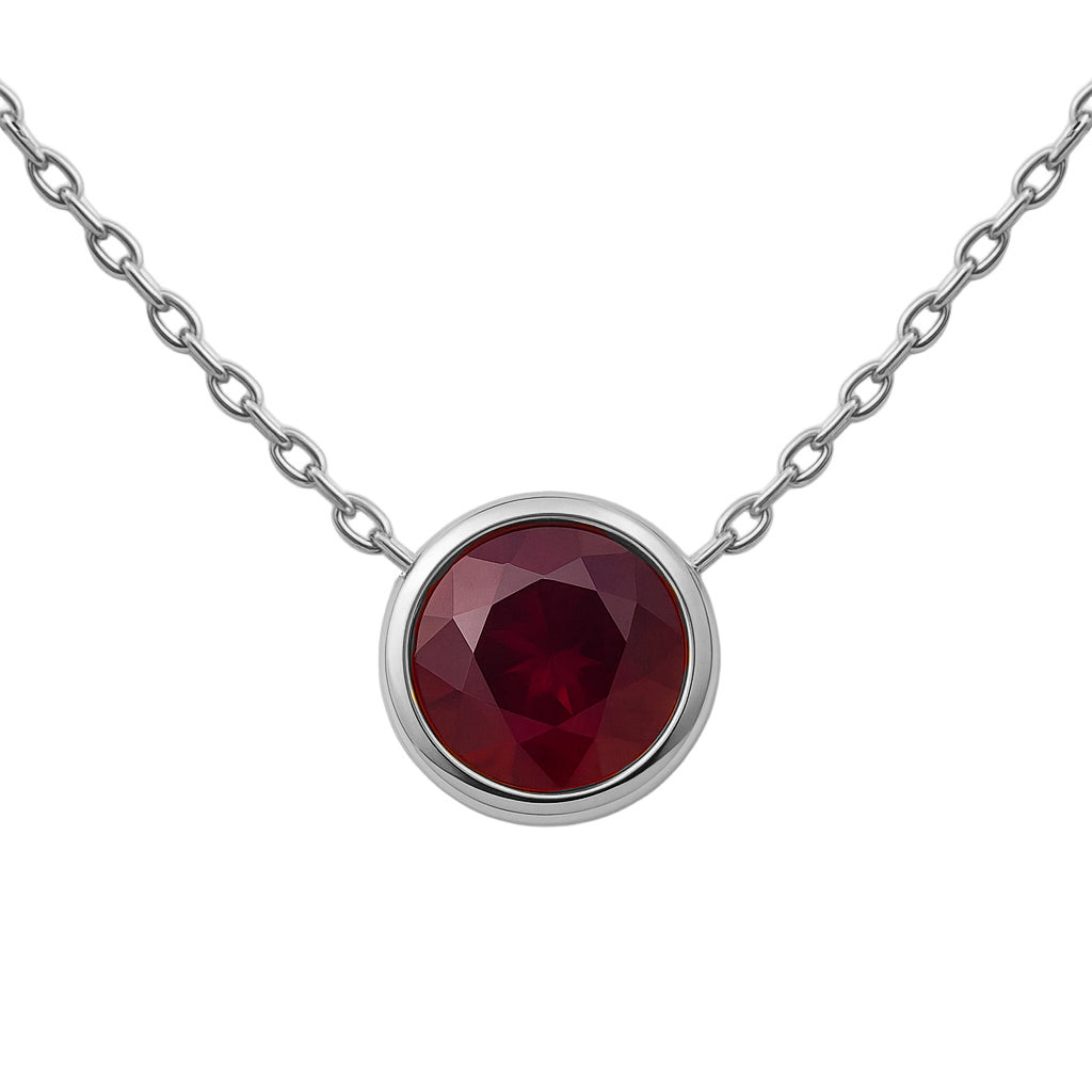 .53ct G SI White Gold Ruby Gemstone Bezel Pendant Necklace 18" long