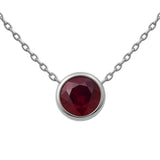 .53ct G SI White Gold Ruby Gemstone Bezel Pendant Necklace 18" long