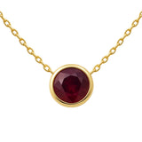 .63ct G SI Yellow Gold Ruby Gemstone Bezel Pendant Necklace 18" long