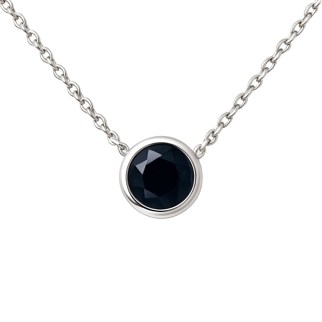 .54ct G SI White Gold Blue Sapphire Gemstone Bezel Pendant Necklace 18" long