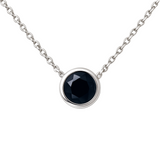 .54ct G SI White Gold Blue Sapphire Gemstone Bezel Pendant Necklace 18" long