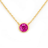 .61ct G SI 14kt Yellow Gold Pink Sapphire Round Shape Pink Sapphire Gemstone Pendant Necklace 18" Long