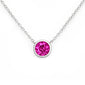 .57ct G SI 14kt White Gold Round Pink Sapphire Gemstone Pendant Solitaire Necklace 18" Long