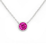 .58ct G SI 14kt White Gold Round Pink Sapphire Gemstone Pendant Solitaire Necklace 18" Long