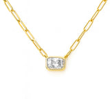 1.90ct G SI 14kt Yellow Gold Radiant Cut Diamond Pendant Necklace 18" Long