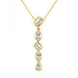 .54ct G SI 14kt Yellow Gold Diamond Multi Cut Bezel Set Drop Pendant Necklace 16+2" Ext. Long