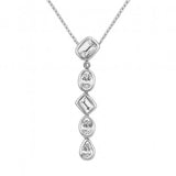 .57ct G SI 14kt White Gold Diamond Multi Cut Bezel Set Drop Pendant Necklace 16+2" Ext. Long