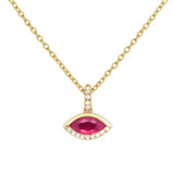 .45ct G SI 14KT Yellow Gold Marquise Shape Ruby Gemstone Pendant Necklace 18" Chain