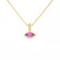 <span style="color:purple">SPECIAL!</span> .54ct G SI 14KT Yellow Gold Diamond & Marquise Shape Pink Sapphire Gemstone Pendant Necklace 18" Chain