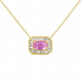 .43ct G SI 14KT Yellow Gold Diamond & Pink Sapphire Gemstone Pendant Necklace 16+2"