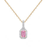 .57ct G SI 14kt Yellow Gold Diamond & Pink Sapphire Gemstone Pendant Necklace 18" Long