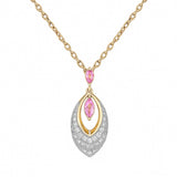 .37ct G SI 14kt Yellow Gold Diamond & Pink Sapphire Gemstone Pendant Necklace 18" Long