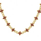 15.31ct G SI 14kt Yellow Gold Diamond & Ruby Gemstone Clover Infinity Necklace 20"